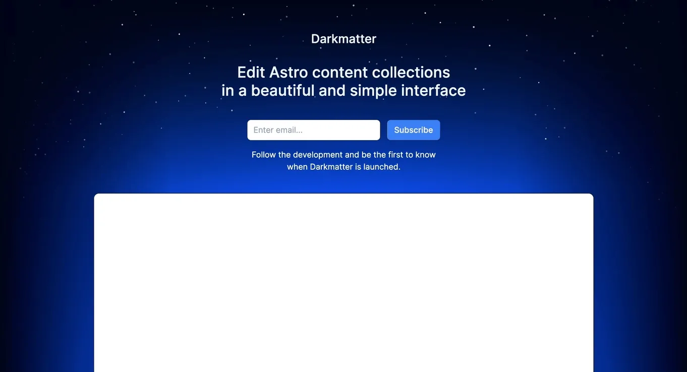 website header with animated stars moving horizontally following the curved line